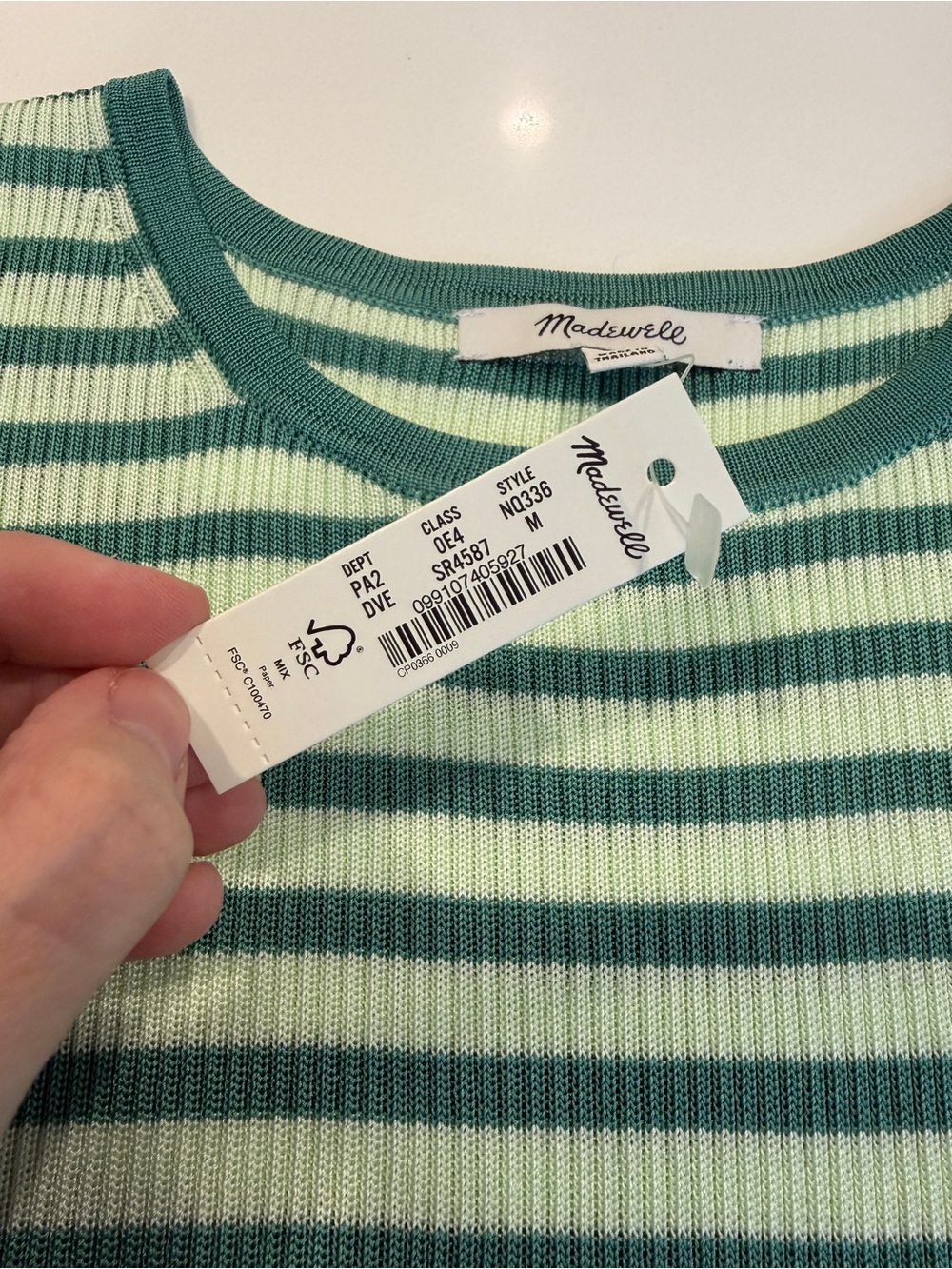 Madewell Micro Rib Sweater Tee - Dusty Verdigras - M - Picture 2 of 2